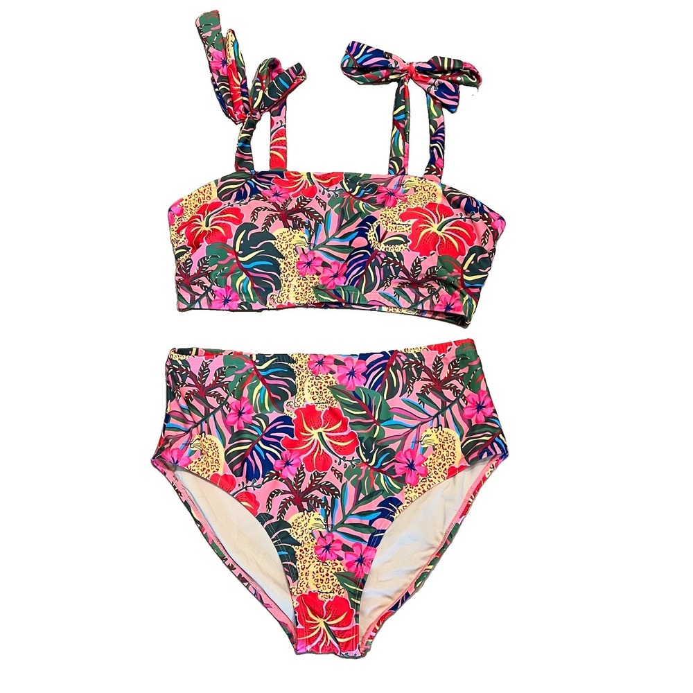 Dokotoo Womens Bikini Set XL High Waisted Leopard Tropical Hawaiian Swimsuit